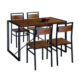 Conjunto de Mesa Wooden com 4 Cadeiras Preto e Marrom