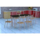 Conjunto de Mesa Granada com 6 Cadeiras Lisboa Branco Prata e Nature Bege