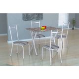 Conjunto de Mesa Miame 110 cm com 4 Cadeiras Lisboa Branco e Preto Listrado