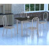 Conjunto de Mesa Genebra com 4 Cadeiras Madri Branco Prata E Preto Listrado