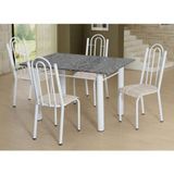 Conjunto de Mesa Luiza com 4 Cadeiras Branca Rattan