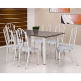 Conjunto de Mesa Luana com 6 Cadeiras Branca Capitonê