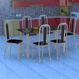 Conjunto de Mesa Granada com 6 Cadeiras Branco Prata e Preto Liso GR