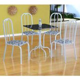 Conjunto de Mesa Malaga com 4 Cadeiras Madri Branco e Branco Floral