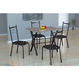 Conjunto de Mesa Miame 110 cm com 4 Cadeiras Lisboa Preto e Preto Floral