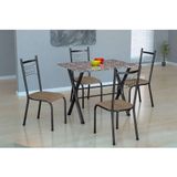 Conjunto de Mesa Miame 110 cm com 4 Cadeiras Lisboa Preto e Nature Bege