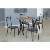 Conjunto de Mesa Miame 110 cm com 4 Cadeiras Lisboa Preto e Mesclado Petróleo