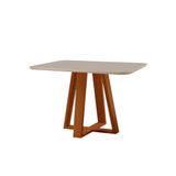 Mesa De Jantar Floripa Madeira Maciça 90x90cm Tampo Quadrado Vidro Móveis Minas Cor Off White