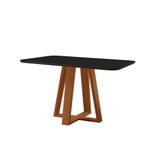Mesa De Jantar Floripa Madeira Maciça 120x80cm Tampo Retângular Vidro Móveis Minas Cor Preto