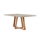 Mesa De Jantar Florença Madeira Maciça 160x90cm Tampo Retângular Vidro Móveis Minas Cor Off White