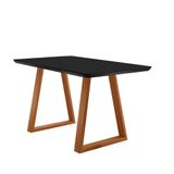 Mesa De Jantar Viena Madeira Maciça 160x90cm Tampo Retângular Vidro Móveis Minas Cor Preto