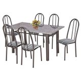 Conjunto de Mesa Primavra com 6 Cadeiras Craqueado Preto Listrado