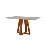 Mesa De Jantar Floripa Madeira Maciça 120x80cm Tampo Retângular Vidro Móveis Minas Cor Off White