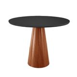 Mesa De Jantar Gênova 110cm Tampo Redondo Vidro Móveis Minas Cor Preto