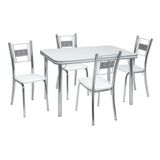 Conjunto de Mesa Mirela com 4 Cadeiras Cromada - única