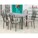 Conjunto de Mesa Luiza com 6 Cadeiras Craqueado Preto Rattan