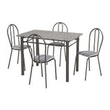 Conjunto de Mesa Monique com 4 Cadeiras Craqueado Preto Listrado