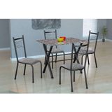 Conjunto de Mesa Miame 110 cm com 4 Cadeiras Lisboa Preto e Vegetale