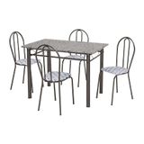 Conjunto de Mesa Monique com 4 Cadeiras Craqueado Preto Capitonê