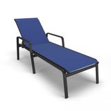 Espreguiçadeira Piscina Praia Alumínio Preto Tela Azul