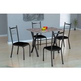 Conjunto de Mesa Miame 110 cm com 4 Cadeiras Lisboa Preto e Preto Liso