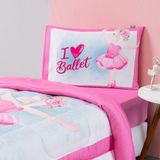 Kit Edredom + Lençol Plush Fofinho Infantil Dupla Face Dream 3 Peças Solteiro - Bailarina
