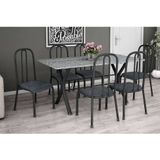 Conjunto de Mesa Miame 150 cm com 6 Cadeiras Madri Preto e Mesclado Petróleo