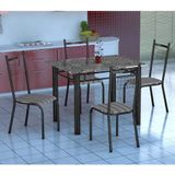 Conjunto de Mesa Gênova Com 4 Cadeiras Lisboa Preto Prata E Preto Listrado