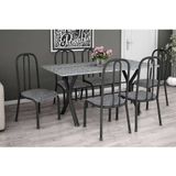 Conjunto de Mesa Miame 150 cm com 6 Cadeiras Madri Preto e Vegetale