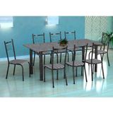 Conjunto de Mesa Cordoba Com 8 Cadeiras Lisboa Preto Prata E Listrado