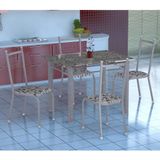 Conjunto de Mesa Gênova Com 4 Cadeiras Lisboa Branco Prata E Branco Floral