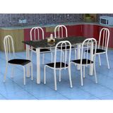 Conjunto de Mesa Granada com 6 Cadeiras Madri Branco e Preto Liso GR