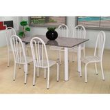 Conjunto de Mesa Carla com 6 Cadeiras Branca Rattan