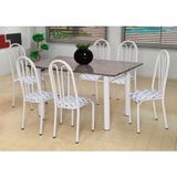 Conjunto de Mesa Carla com 6 Cadeiras Branca Capitonê