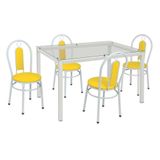 Conjunto de Mesa Kiara com 4 Cadeiras Branco - única