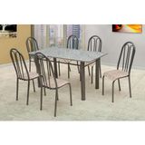 Conjunto de Mesa Carla com 6 Cadeiras Craqueado Preto Rattan