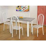 Conjunto de Mesa Carla com 4 Cadeiras Branca Rattan