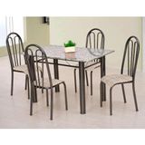 Conjunto de Mesa Carla com 4 Cadeiras Craqueado Preto Rattan