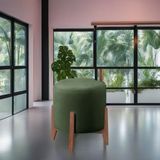 Puff Estofado Decorativo Redondo Sala De Estar Madrid Suede
