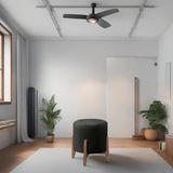 Puff Estofado Decorativo Redondo Sala De Estar Madrid Suede