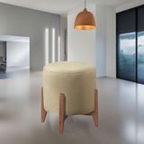Puff Estofado Decorativo Para Sala Redondo Madrid Corino