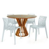 Conjunto Mesa De Jantar Redonda Cecília 120cm Natural Com 4 Cadeiras Gruvyer - Cinza