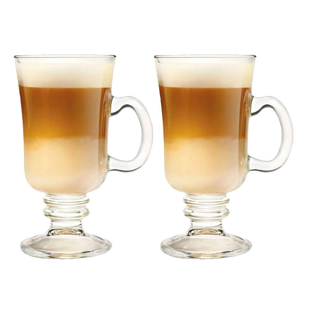 Jogo 2 Taças De Cappuccino Café Caneca Dolce Gusto Nespresso Vidro Transparente 250ml Lyor