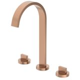 Misturador Para Lavatório De Mesa 3 Furos Bica Alta Com Válvula De Escoamento Flow Rose Gold Matte