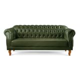 Sofá Chesterfield Duque 3 Lugares Couro Ecológico Verde 303