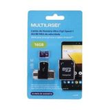 Cartão de Memória 4x1 Ultra High Speed até 80 MB/s UHS-I 16GB + Adaptador SD/USB Dual MC150 Classe 10