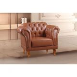 Poltrona Duque Chesterfield Capitonê Couro Ecológico Caramelo 302