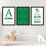 Kit Quadro Infantil Personalizado Envie O Nome7 20x30 3 Pçs Titulos Moldura Preta