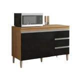 Multiuso Balcão Gabinete Andreia S/tampo 120cm 2 Portas 3 Gavetas Amendoa - Ajl Móveis