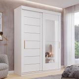 Guarda-roupa Solteiro 3 Portas De Correr 3 Gavetas Sem Pés 100% Mdf Dubai Espresso Móveis Branco Brilho